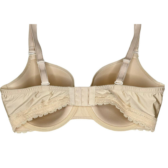 Felina 36DDD Light Beige T-Shirt Bra No-Show Cups Soft Straps 3 Hooks Lace B21 - Picture 4 of 6